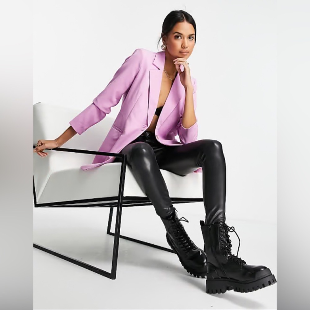 NEW Nordstrom ASOS Lavender Long Oversized Double Breasted Single Button Blazer - Picture 3 of 11